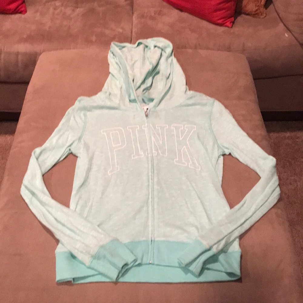Blue heathered zip up PINK